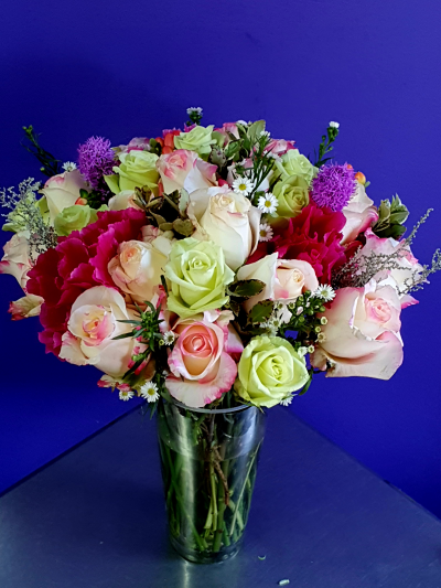 Dream A Little Dream - A mix of glorious fresh roses presented in a glass vase perfect for all occasions